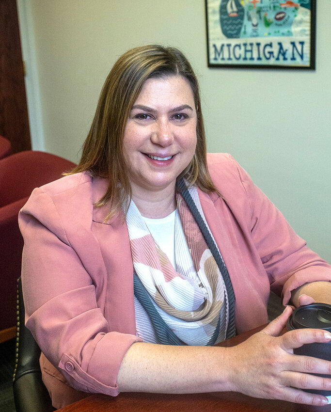 U.S. Rep. Elissa Slotkin in her District office in downtown Lansing&rsquo;s Federal Building.