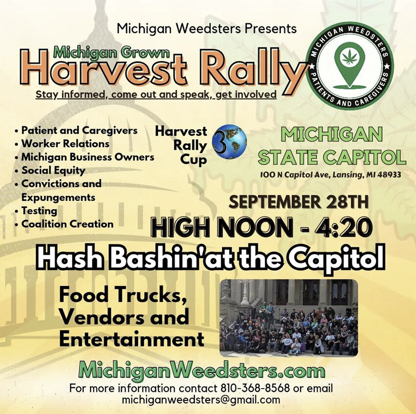The Michigan Grown Harvest Rally will feature a variety of food trucks, live entertainment and more than 40 vendors from across the state, plus a lineup of speakers covering topics such as social equity, cannabis testing, worker relations, cannabis-related convictions, criminal record expungement and more.