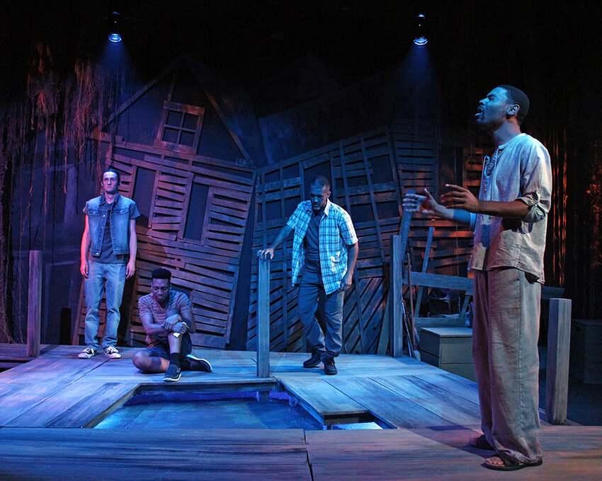 (From left) Timothy Hackbarth, Stefon Funderburke, Scott Norman and Jesse Boyd-Williams in Williamston Theatre&rsquo;s fall 2022 production of &ldquo;The Magnolia Ballet, Part 1,&rdquo; an example of transformational theater that challenged the audience and transported viewers to another world.