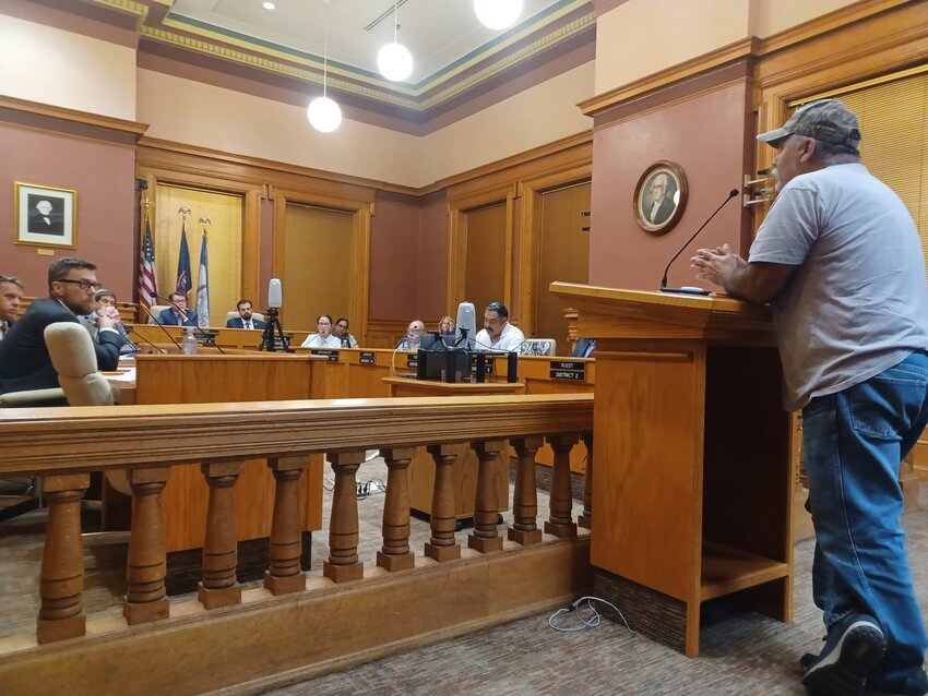 Ingham County road worker Jose Flores brings complaints to the Board of Commissioners about the Road Department&rsquo;s operations director, Andew Dunn, at last night&rsquo;s meeting at the Ingham County Courthouse, in Mason.