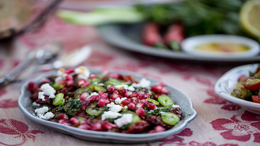 Sun Dried Tomato and Pomegranate Salad, courtesy of food writer Robyn Eckhardt&rsquo;s cookbook, &ldquo;Istanbul &amp; Beyond: Exploring the Diverse Cuisines of Turkey.&rdquo;