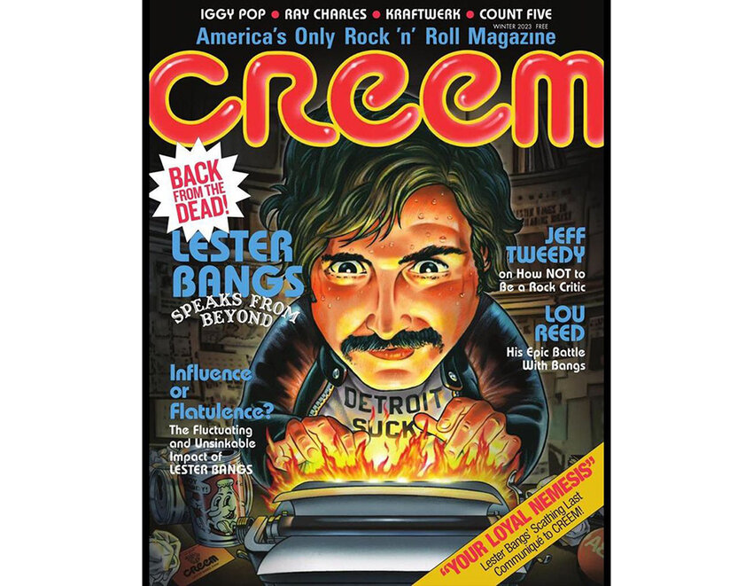 Creem Magazine&rsquo;s winter 2023 issue, depicting one of the magazine&rsquo;s distinguished writers and editors, Lester Bangs.