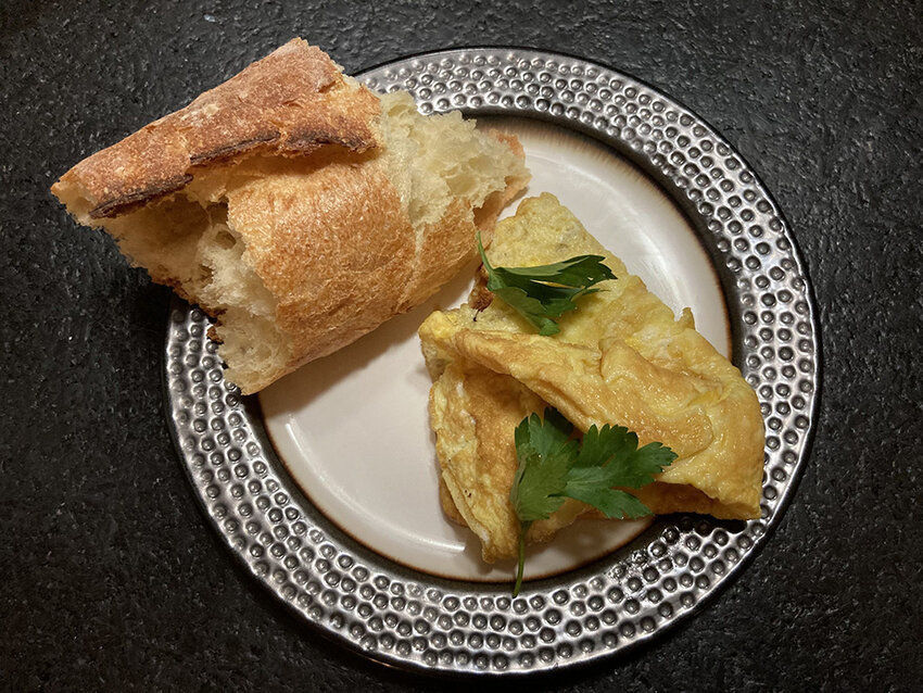 Scrambled eggs and baguette a la Secondo in “Big Night.”