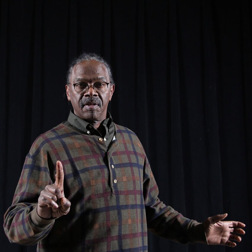 Julian Van Dyke as Delbert Tibbs, one of six people whose stories of wrongful conviction and death-row sentences are portrayed in Riverwalk Theatre’s production of “The Exonerated.”