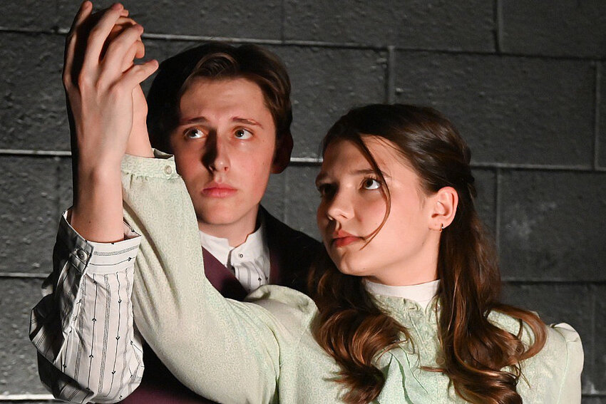 Matt Antalek (left) as Melchior and Olivia Bath as Wendla in the MSU Department of Theatre&rsquo;s production of &ldquo;Spring Awakening.&rdquo;