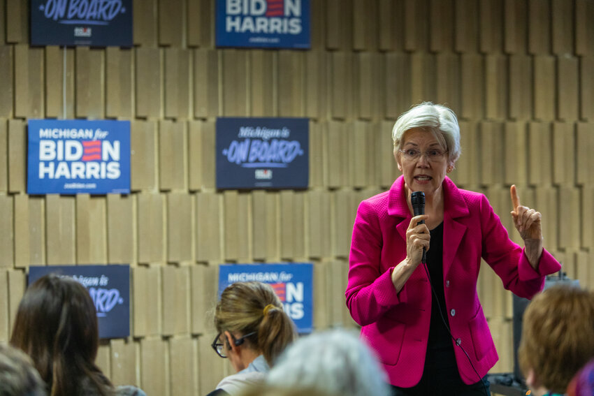 U.S. Sen. Elizabeth Warren, D-Massachusetts, appeared in East Lansing today to mobilize Democratic voters and canvassers for President Joe Biden's reelection campaign.