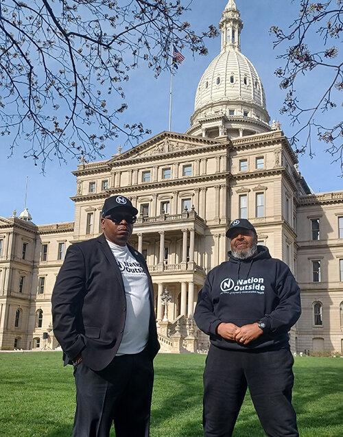 Tony Gant (left) and Robert Shearon are two formerly incarcerated Michiganders who are pushing for legislative housing reform on behalf of Nation Outside, a statewide organization advocating for the rights of ex-prisoners.