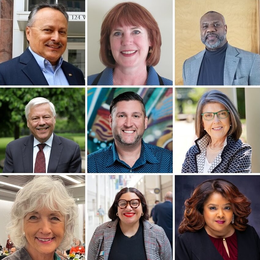 The Lansing Charter Commission: (Top row, from left) Guillermo Lopez, Jody Washington, Muhammad Qawwee; (middle row, from left) Brian Jeffries, Ben Dowd, Elizabeth Boyd; (bottom row, from left) Joan Bauer, Jazmin Anderson, Lori Adams Simon.