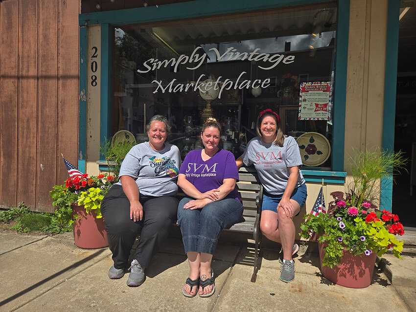 From left: Nichole Ward, Katie Hartwick and Lucretia Mansfield founded Simply Vintage Marketplace, a 2-acre, five-building antique outlet, in 2019.