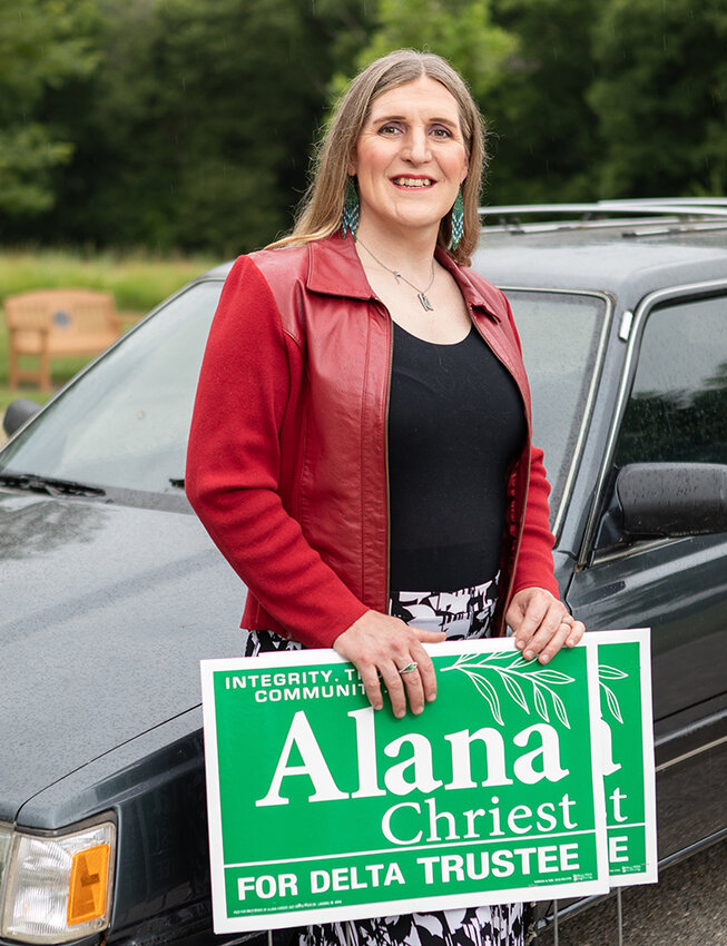 Raymond Holt for City Pulse  Alana Chriest, a Board of Trustees&rsquo; candidate Delta Township, hopes to become Greater Lansing&rsquo;s first openly trans elected official.