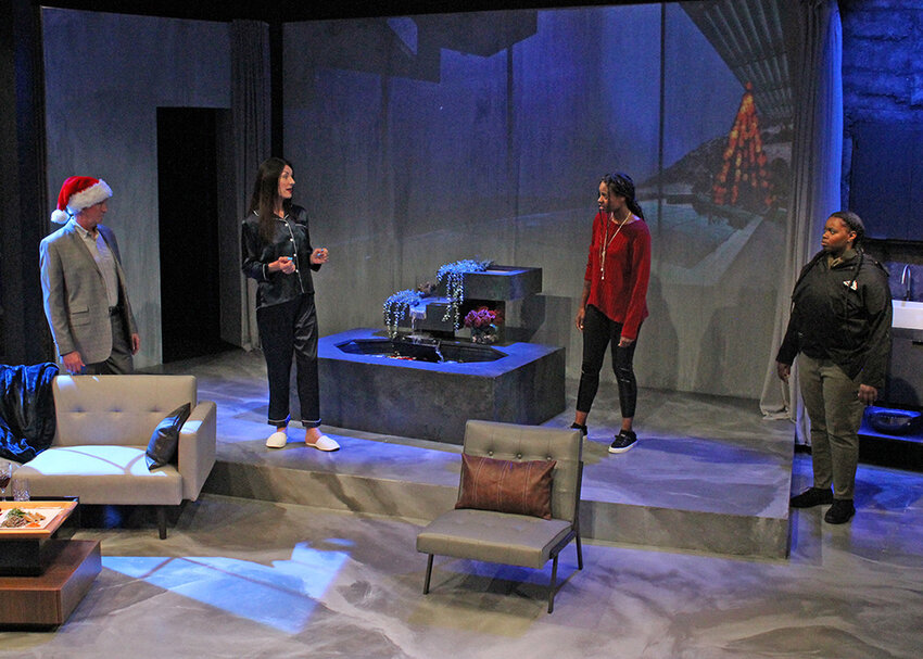 Photo by Chris Purchis   From left: John Lepard, Janet Haley, Zahirah Muhammad and Jayla Fletcher in Williamston Theatre&rsquo;s production of &ldquo;Thirst,&rdquo; by Terry Guest.