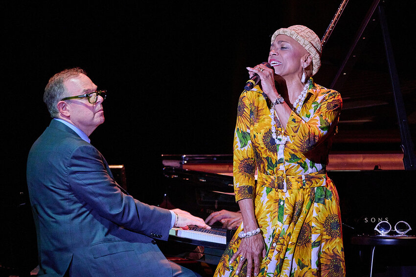 Photo by Joseph Sinnott   Pianist Bill Charlap (left) and vocalist Dee Dee Bridgewater perform at the 2023 Jazz in July festival in New York City. The duo started working together on and off in 2019, surprising themselves with fresh musical discoveries.