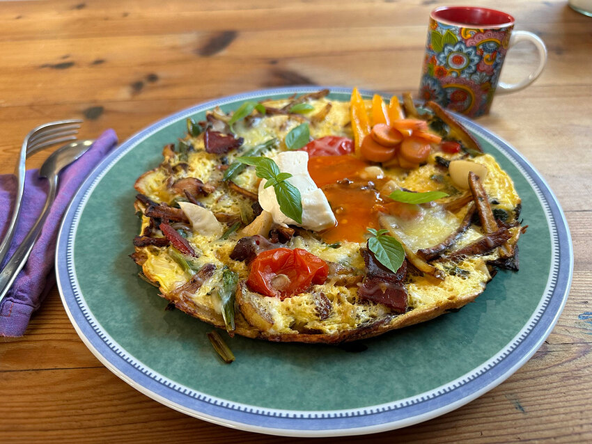 Photo by Ari LeVaux
Amid the bounty of fall produce, we need recipes that incorporate many types of fresh ingredients, like this customizable harvest omelet.