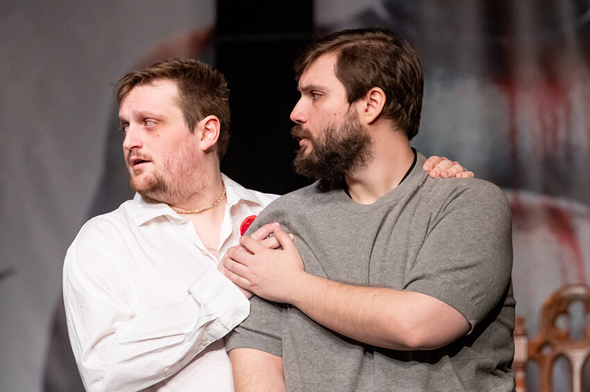 Photo by Trumpie Photography  Connor Kelly (left) as Mark and Steve Lee as Jason in Peppermint Creek Theatre Co.&rsquo;s production of &ldquo;Mankind,&rdquo; by Robert O&rsquo;Hara.