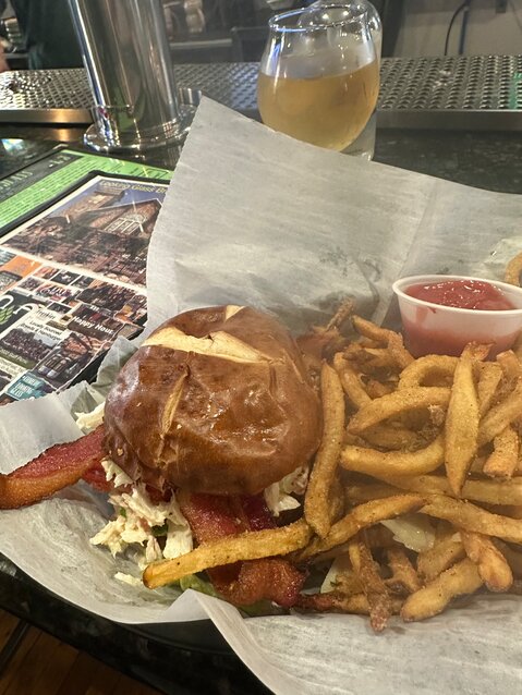 With a lengthy menu ranging from sandwiches like a crab and lobster BLT (pictured) to pasta dishes, salads, burgers, flatbread pizzas and barbecue meats, DeWitt’s Looking Glass Brewing Co. excels at every dish it serves.