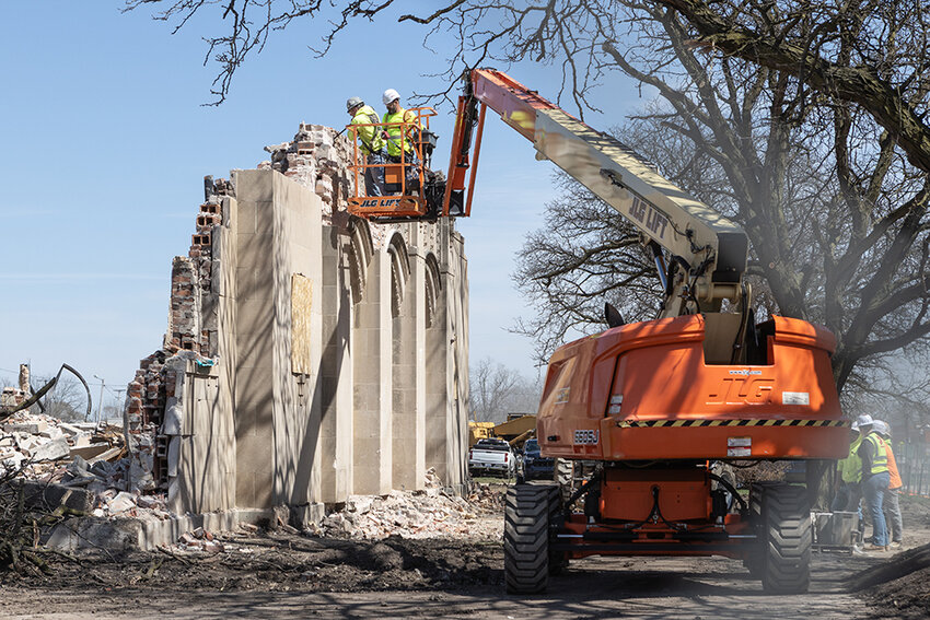 These arches will be part of a garden memorializing old Eastern High School. They were removed to be reconstructed elsewhere, a University of Michigan Health-Sparrow spokesperson said today.