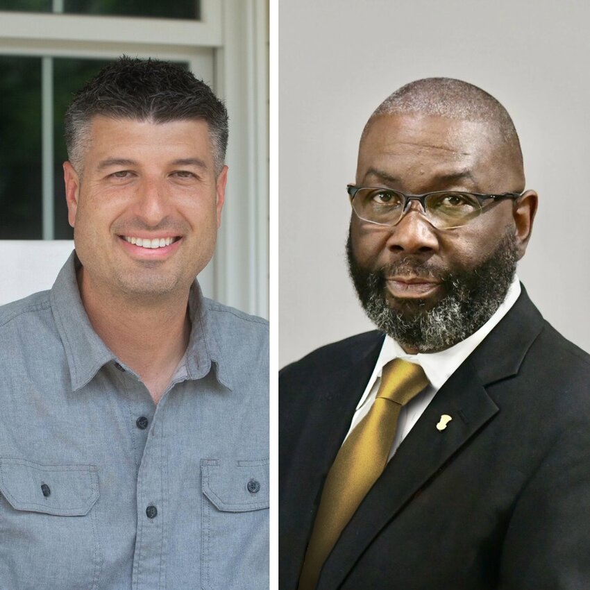 U.S. Rep. Tom Barrett (left) and Harold A. Pope, president of the NAACP's Lansing branch. Barrett turned down Pope's invitation to appear in person at a town hall scheduled for Tuesday.