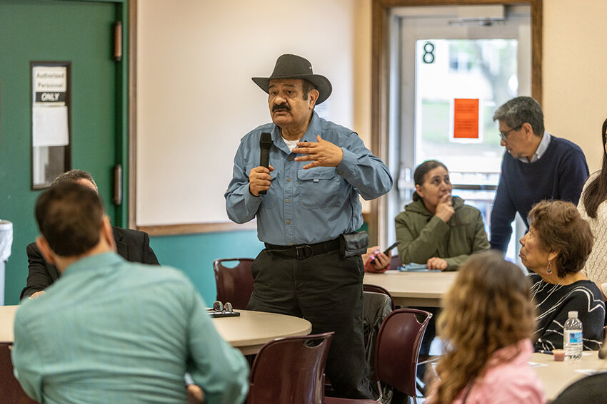 &ldquo;ICE is picking people up regardless,&rdquo; Juan Marinez said at a meeting Tuesday, May 6, of area Latino leaders at Cristo Rey Church in southwest Lansing. &ldquo;They look Mexican, so they get picked up even though they&rsquo;re here legally.&rdquo;