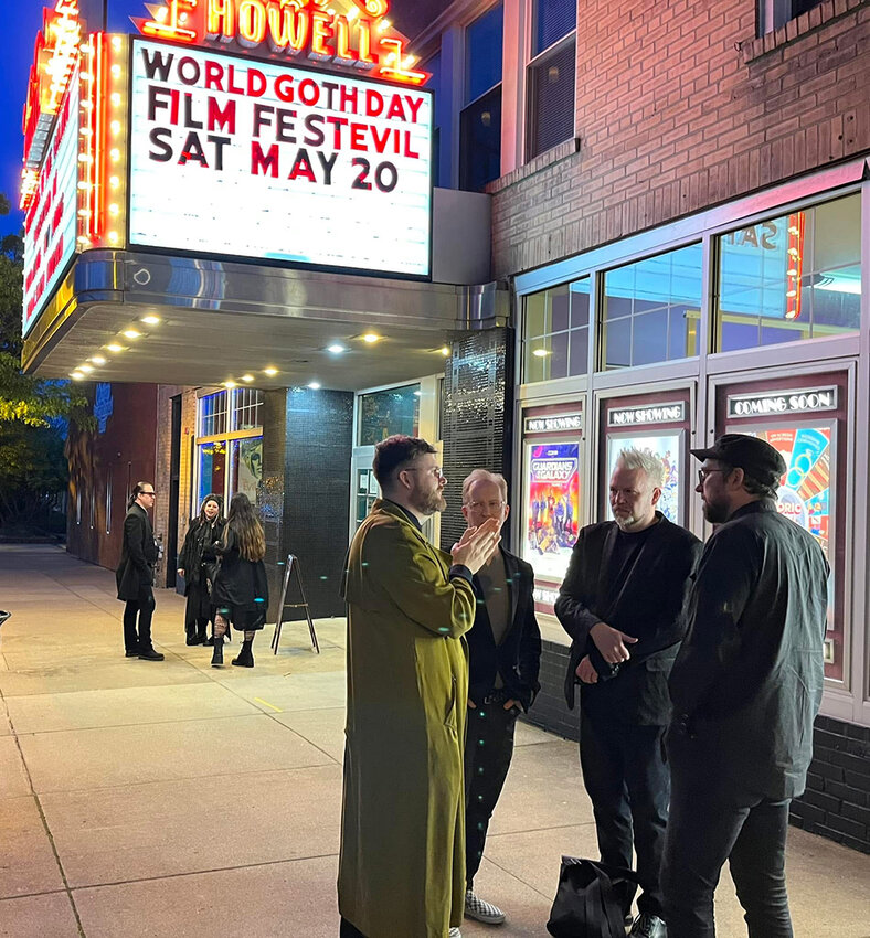Patrons gather outside the Historic Howell Theater for the inaugural World Goth Day Film FestEvil in 2023.