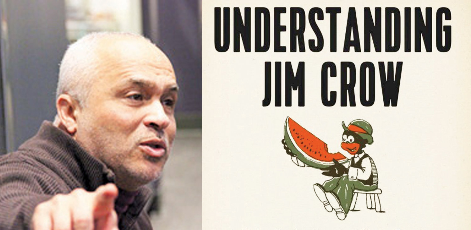 Pilgrim (left) and his book "Understanding Jim Crow."
