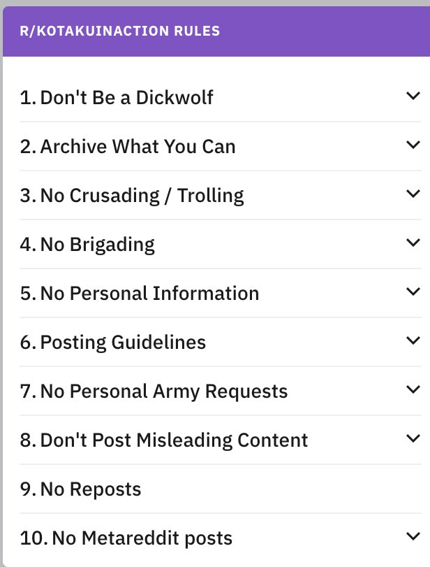Subredditt thread, KotakuInAction’s, list of rules are designed to keep the activities in the group out of the public eye.