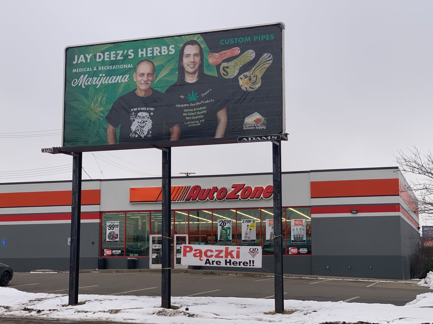 Although this billboards might suggest otherwise, Jay Deez's Herbs isn't licensed to sell recreational marijuana in the city of Lansing.