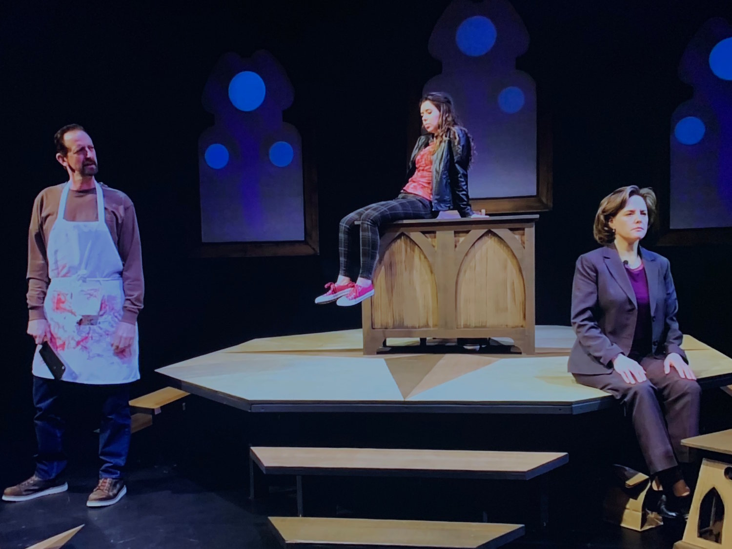 (Left to right): Mark Colson, Anna Ryzenga and Emily Sutton-Smith in "These Mortal Hosts."