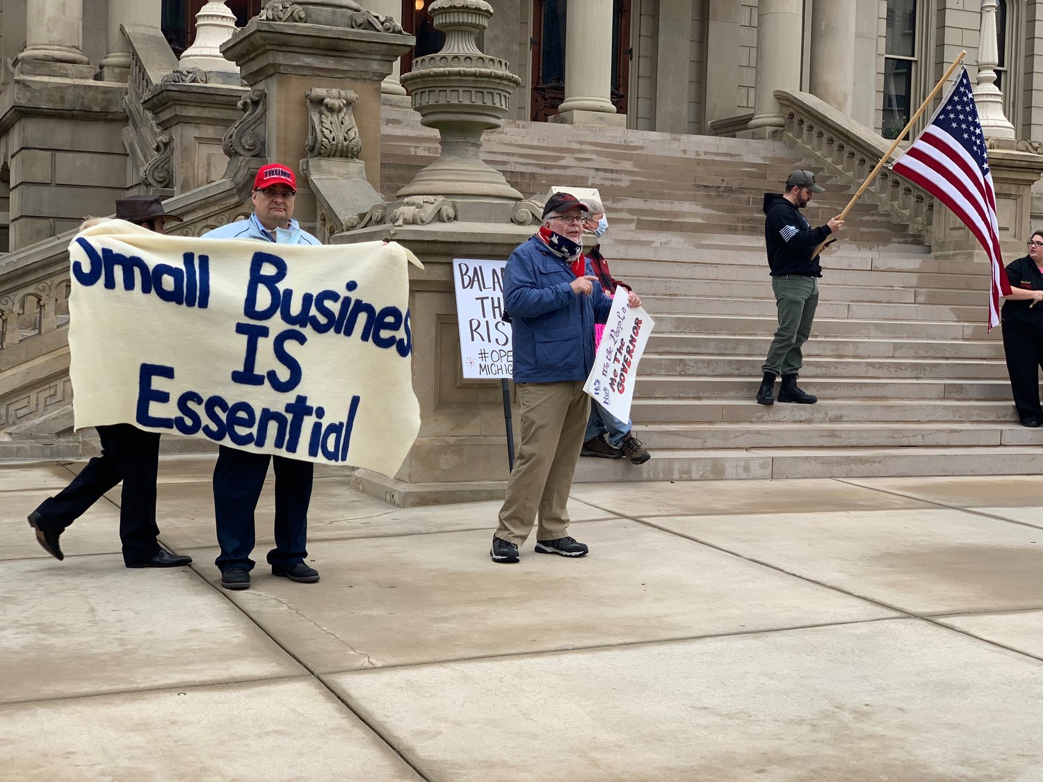 A small protest formed at the State Capitol on Tuesday morning.
