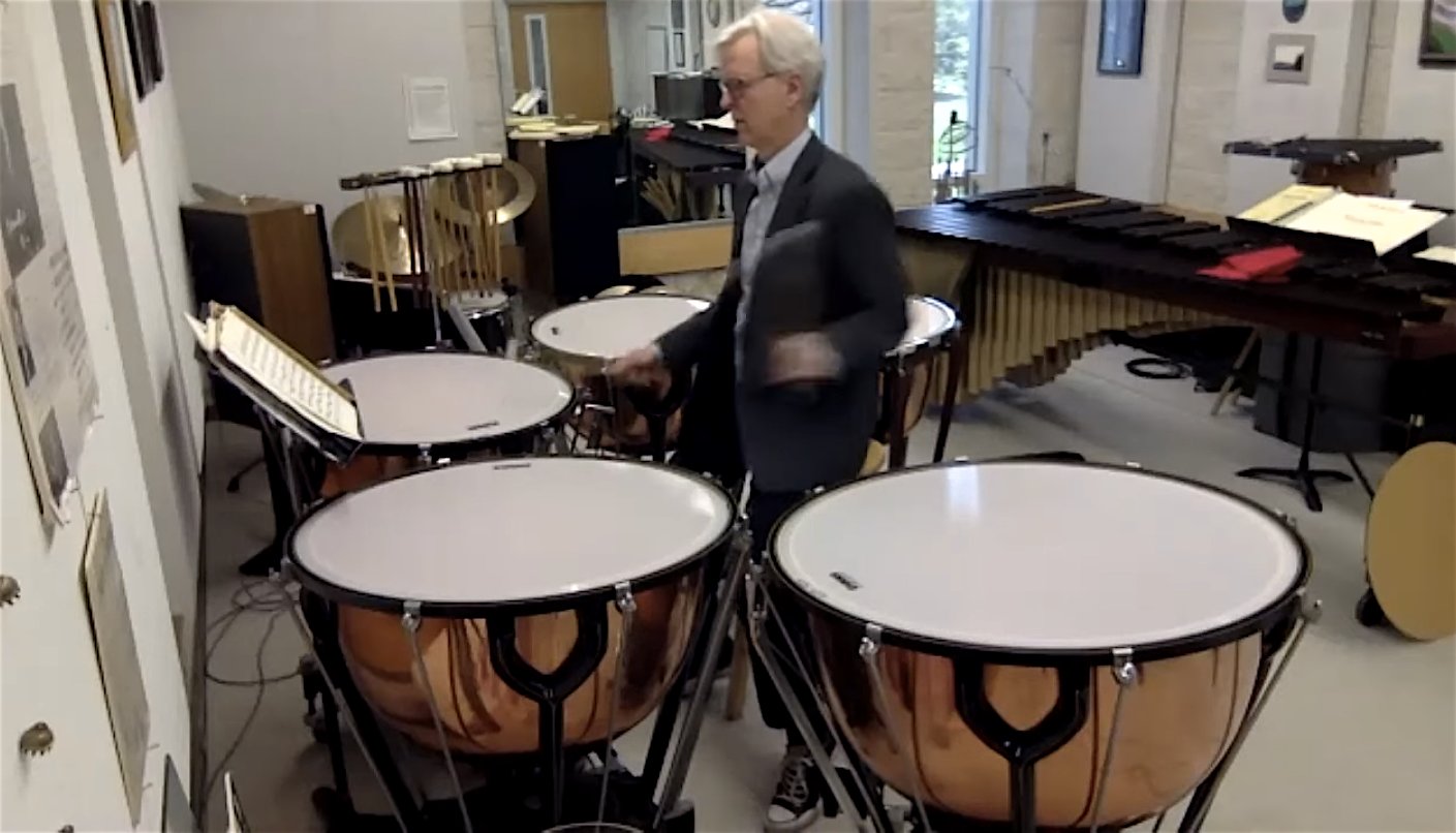 Andrew Spencer, the Lansing Symphony Orchestra’s principal timpani player, thundered away in quarantine for an online audience last week as part of the new “LSO at Home” series.