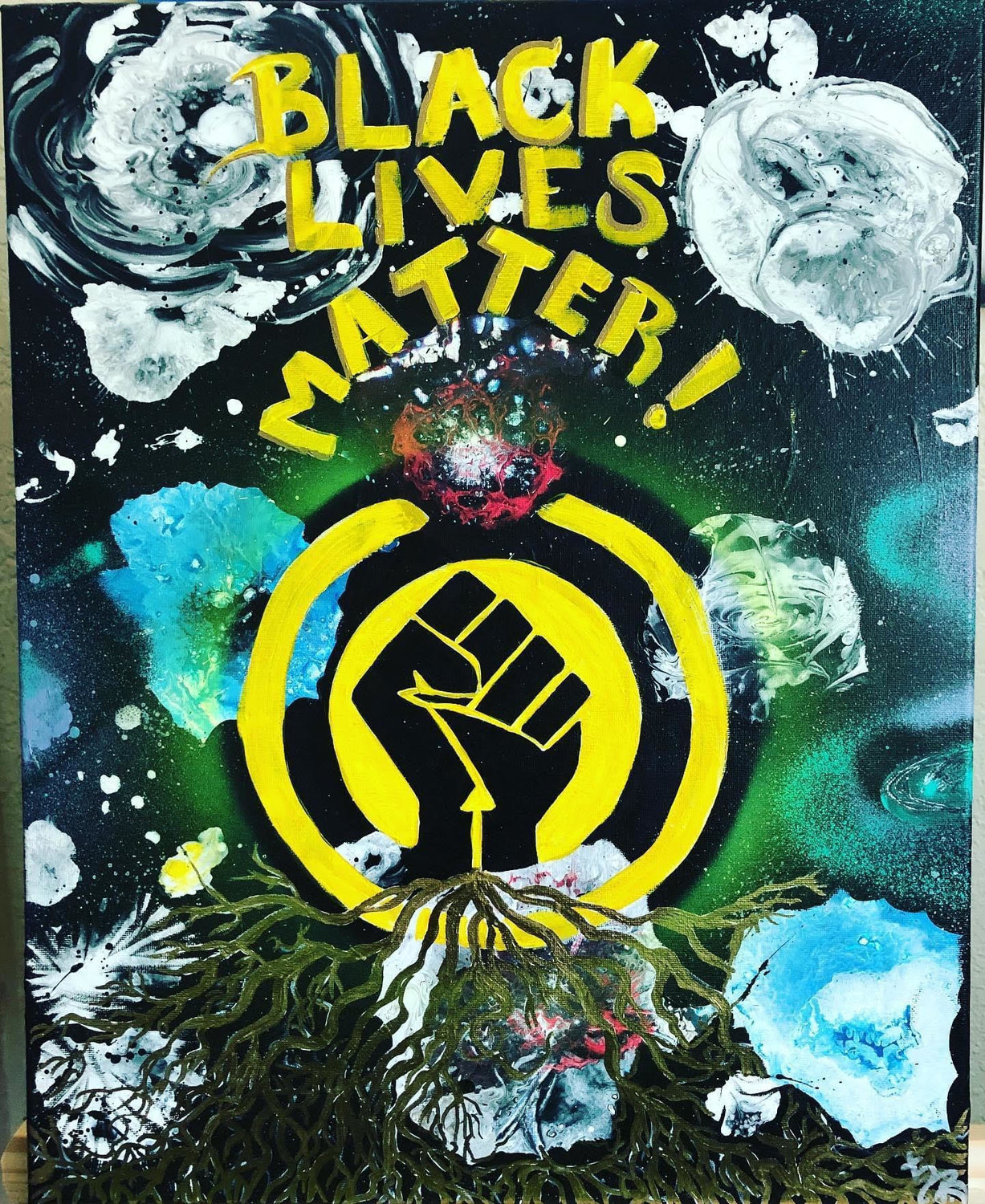 A painting inspired by Black Lives Matter by Tamara Brown.