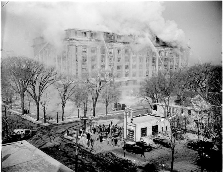 A fire 70 years ago this week engulfing the Elliott-Larsen Building, then known as the State Office Building and
later as the Lewis Cass building.