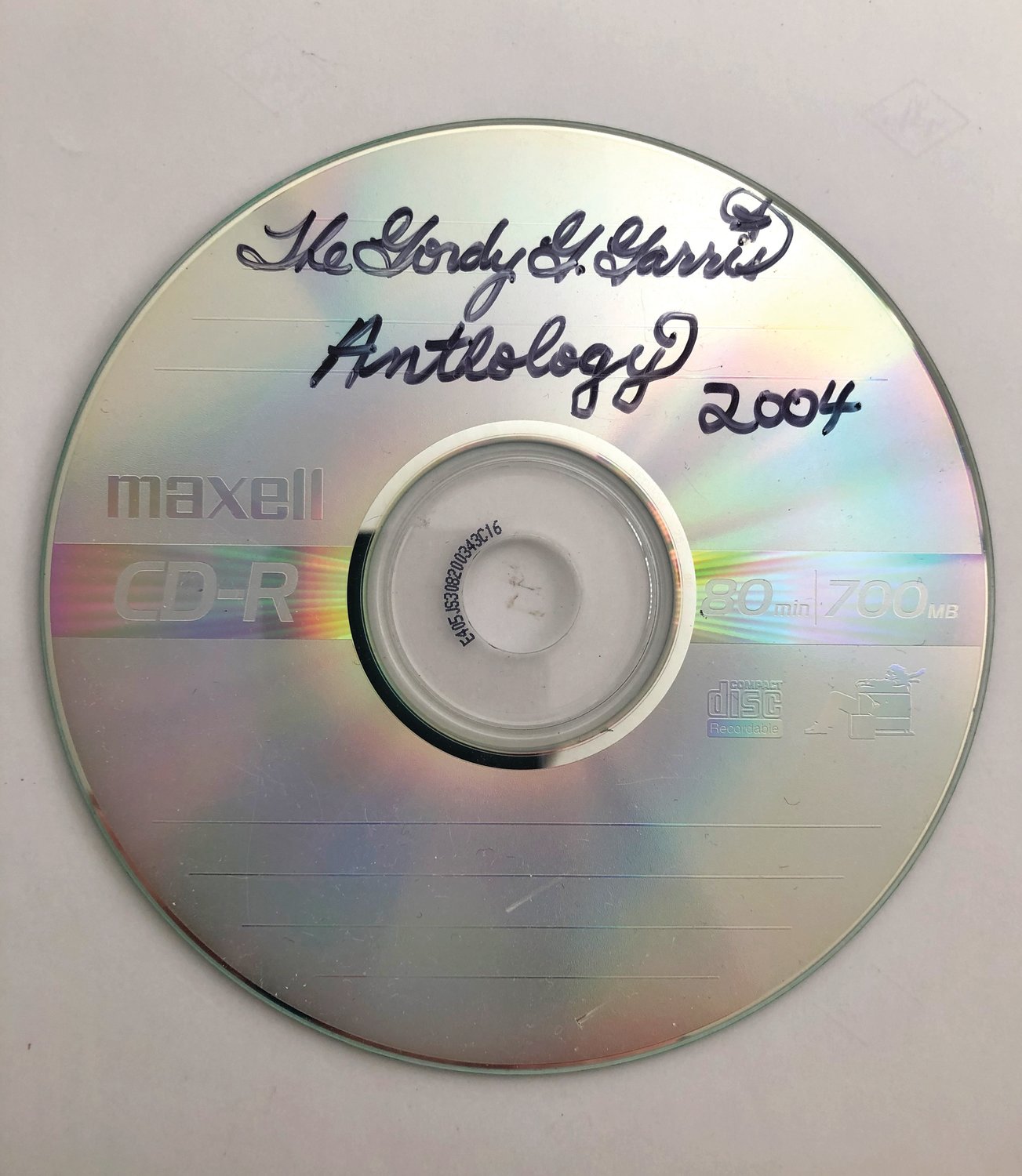 The handmade CD-r Gordy Garris gave to Rich Tupica in 2004.