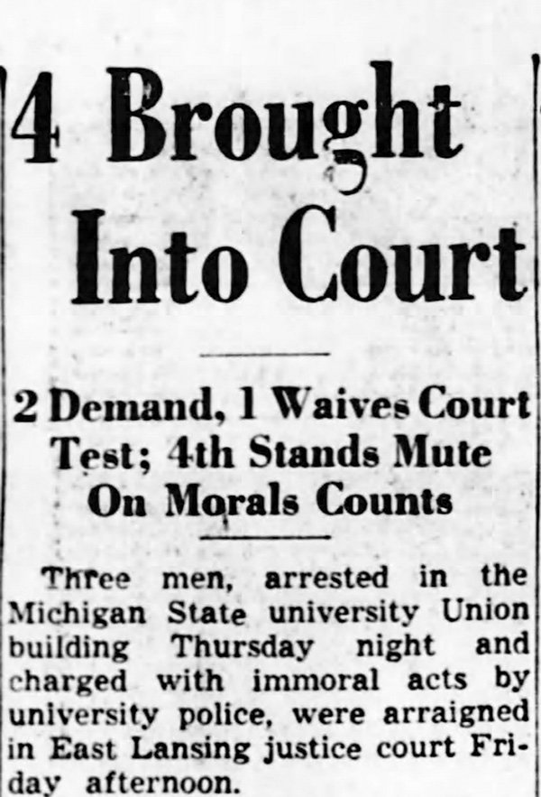 Lansing State Journal headline from December 3, 1955.