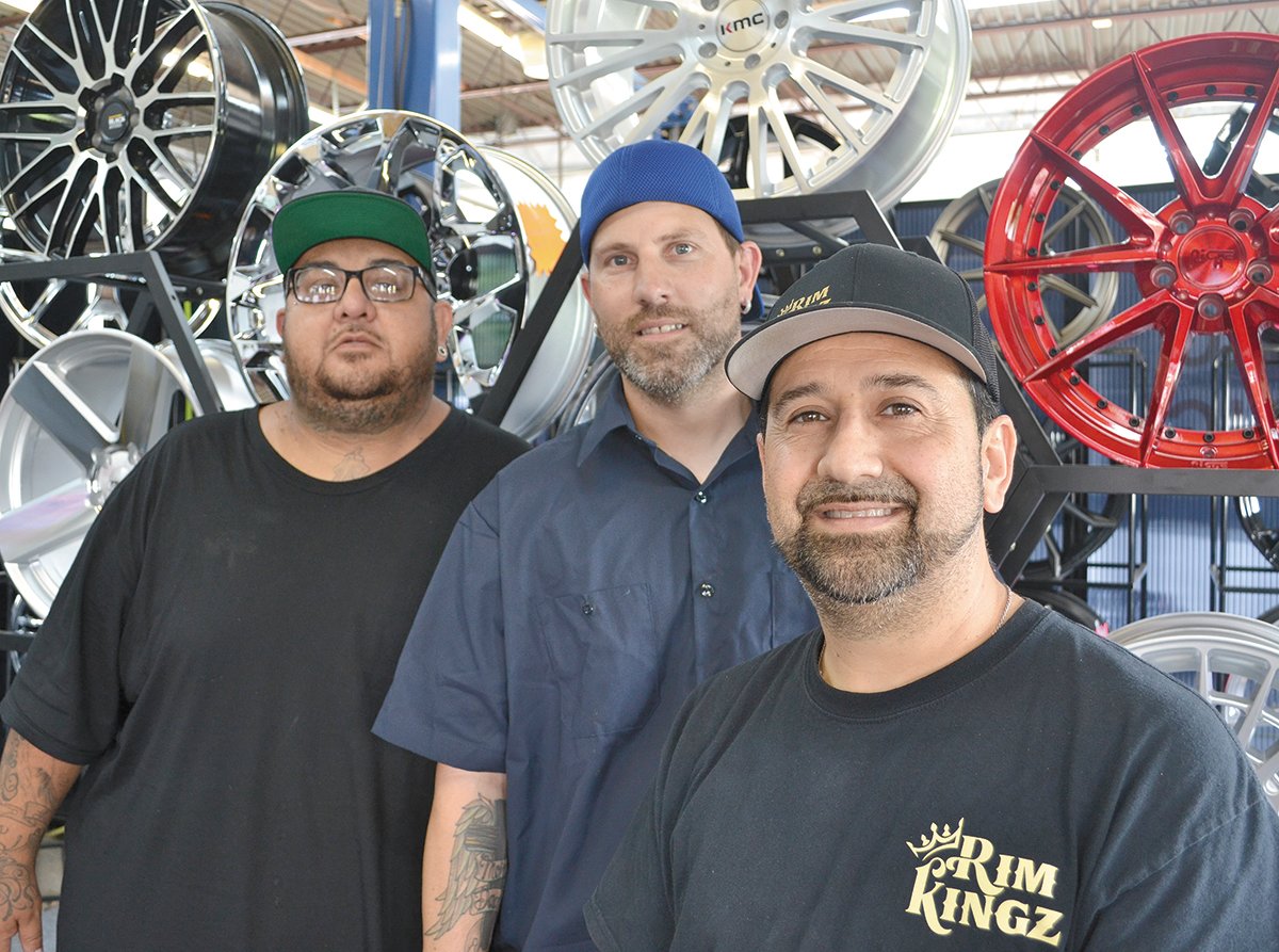 (From left) Rim Kingz co-owners Sam Perez, Lester VanWormer and Armando Nero.
