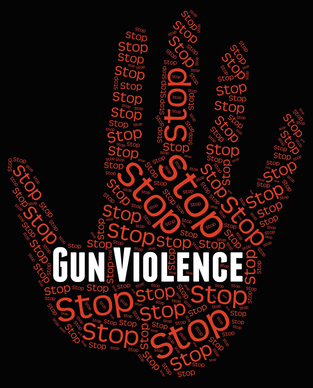 Stop Gun Violence Indicating Warning Sign And Firearms