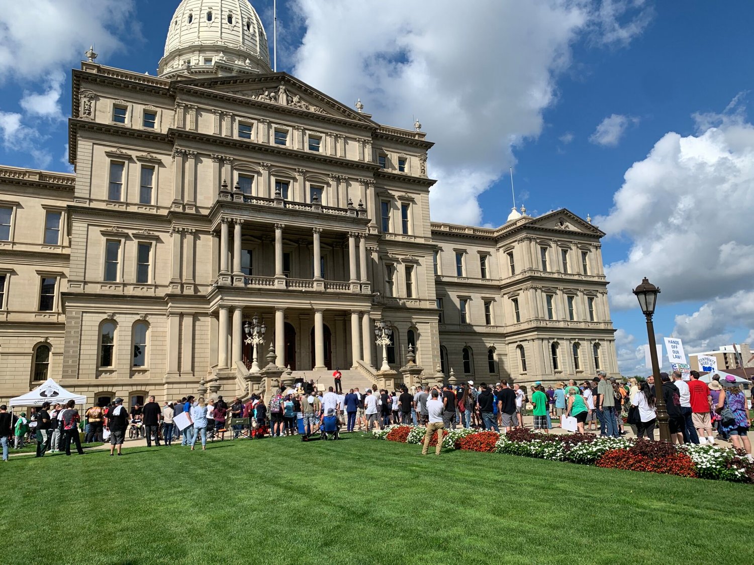 Protestors rallied on the capital lawn Wednesday against the proposed Michigan Cannabis Safety Act.