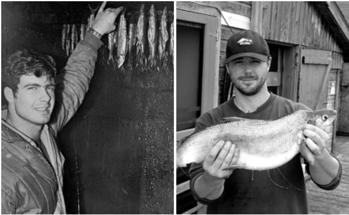 Bill Carlson, left, the previous owner of Carlson’s Fishery, is shown side by side with his nephew, Nels Carlson, co-owner and the company’s fifth-generation owner. Courtesy of Carlson’s Fishery