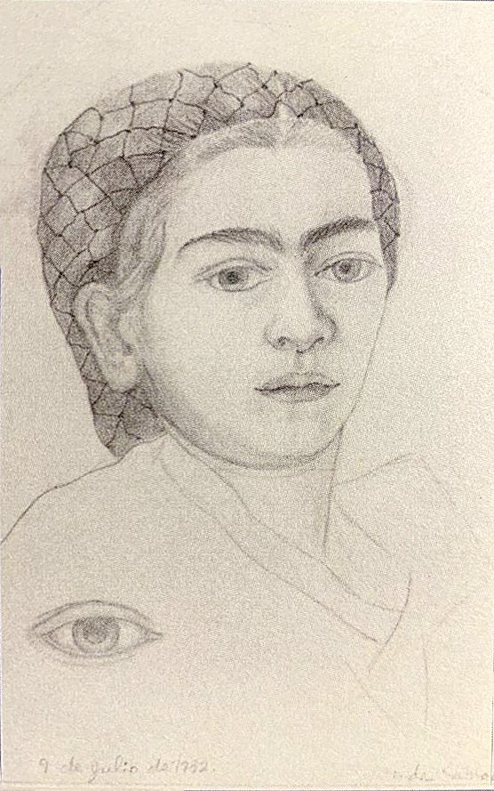 Frida Kahlo drew this self-portrait July 9, 1932, five days after suffering from a miscarriage, at Detroit’s Henry Ford Hospital.