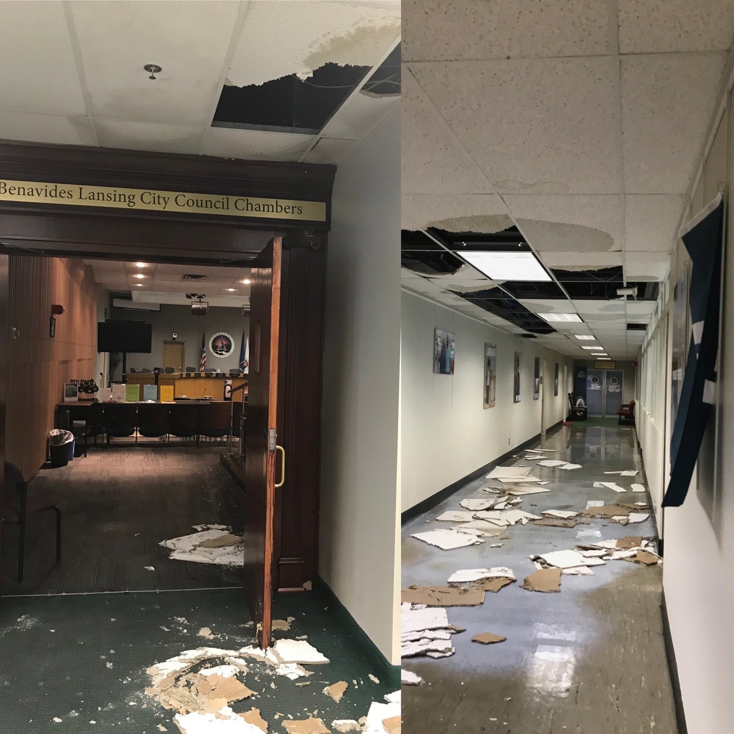 A water tank burst flooded out the top three floors of City Hall last September.