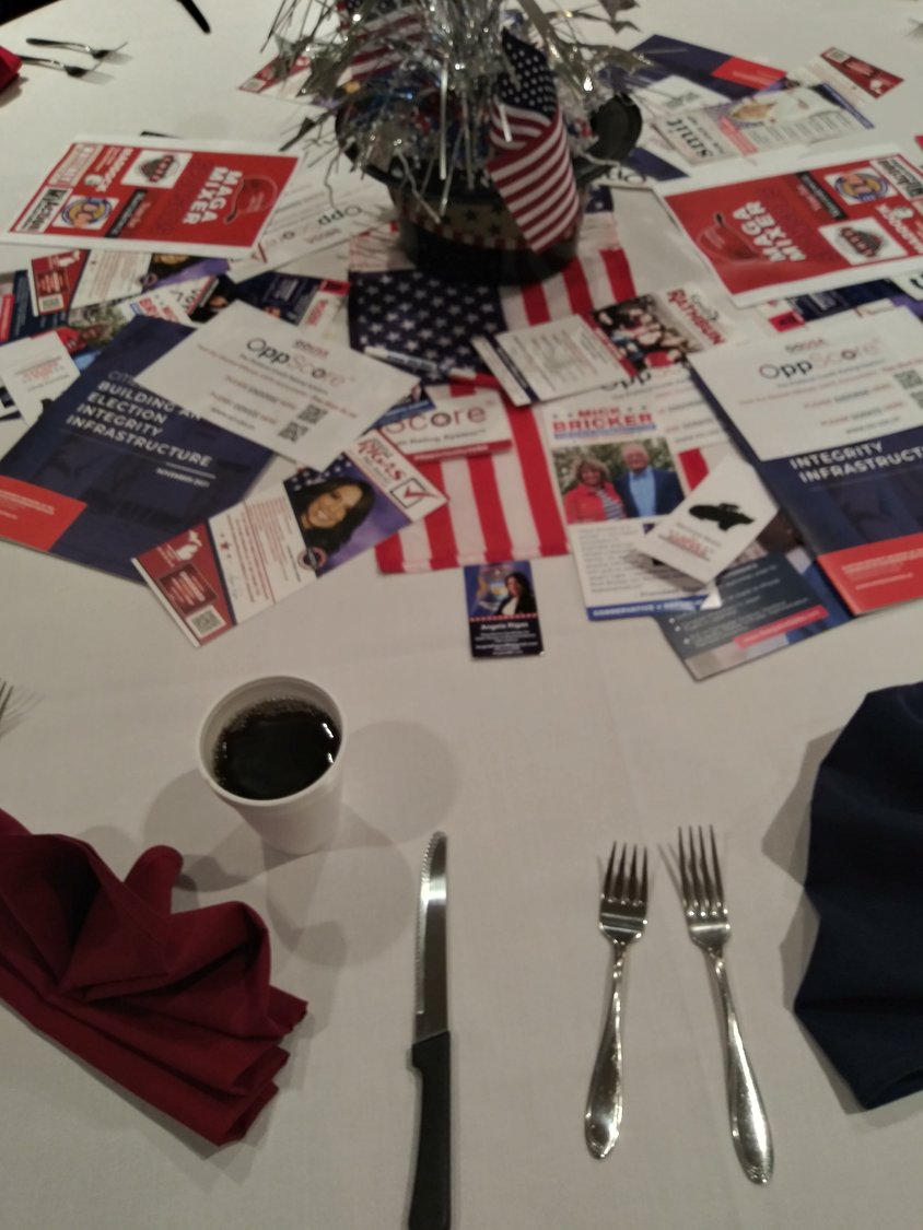 Tabletops were covered with political literature at the MAGA Mixer.
