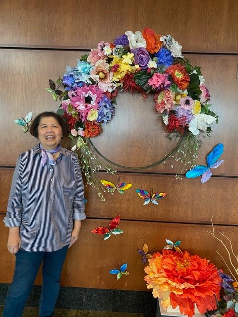 Artist Zahrah Resh filled MSUFCU headquarters with paper 
flowers for the AgeAlive exhibition, now through May 9.