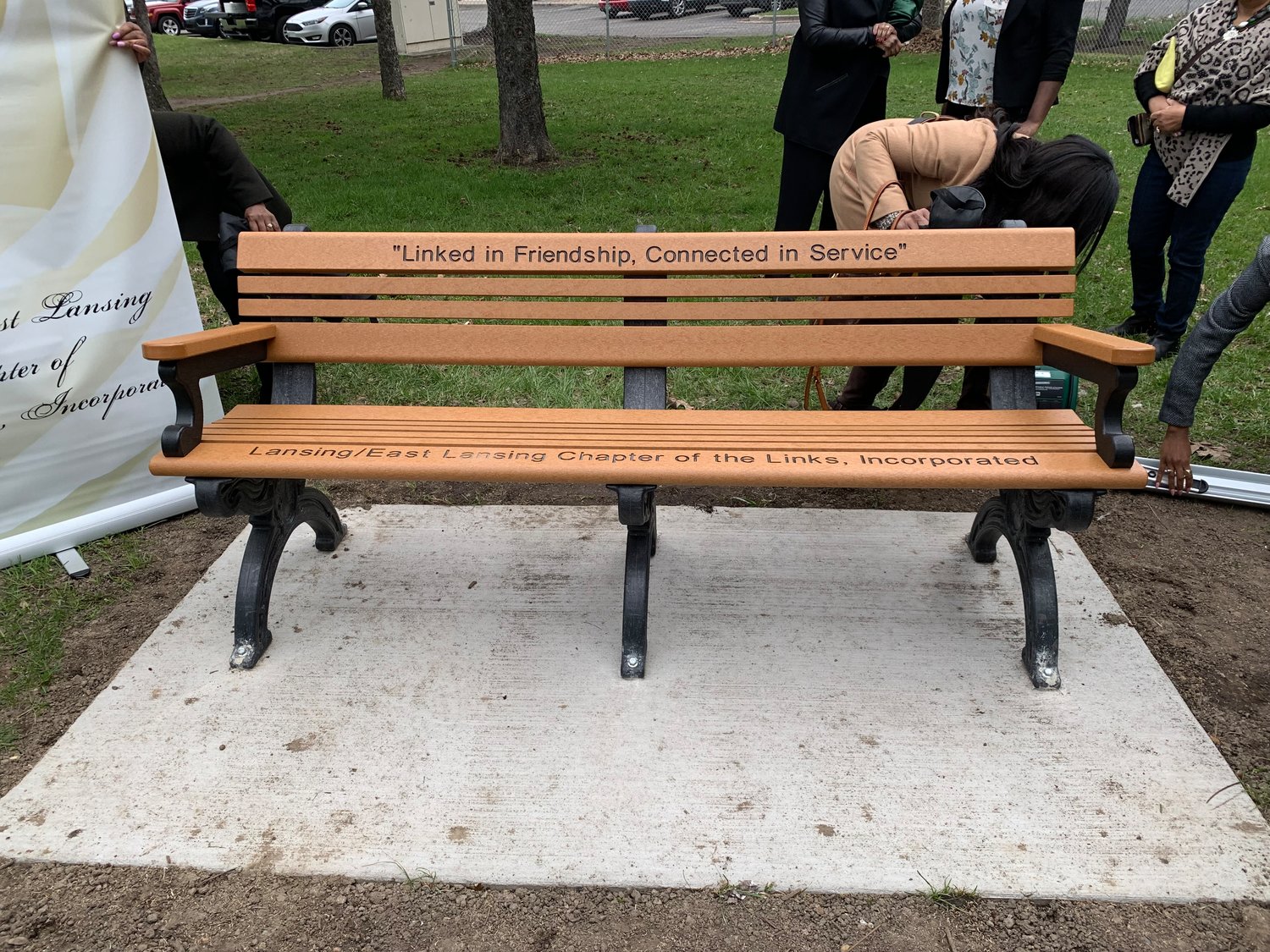 A new bench donated to the city of Lansing was "unveiled" last week.