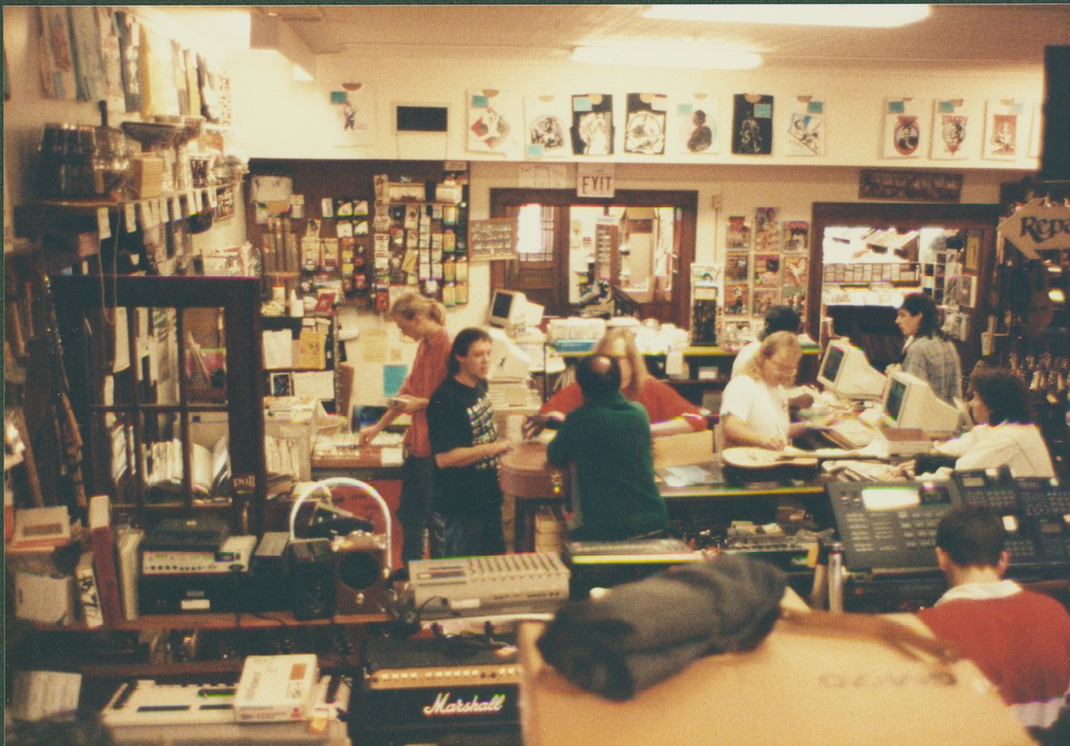 The Elderly Instruments sales floor as it looked in the early 1990s.