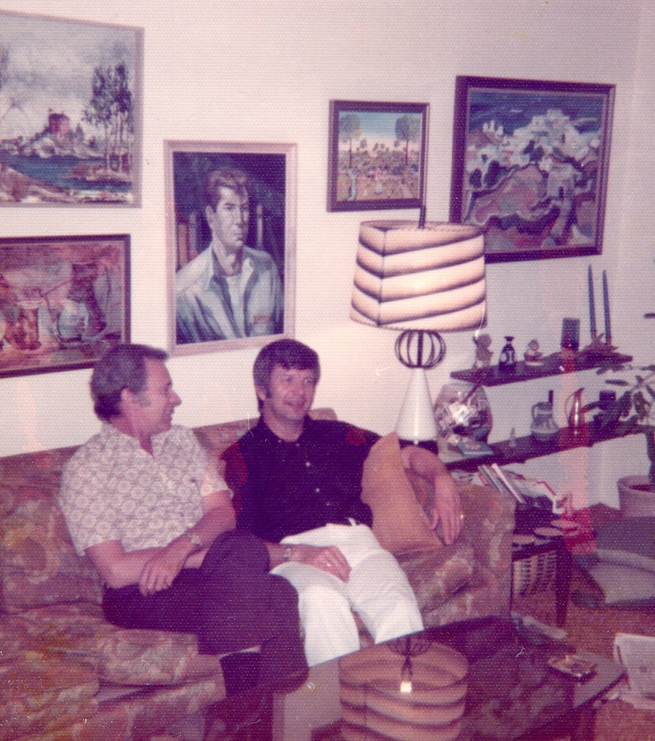 Walker (left) and Hakala at home in 1973. The couple were avid art collectors.