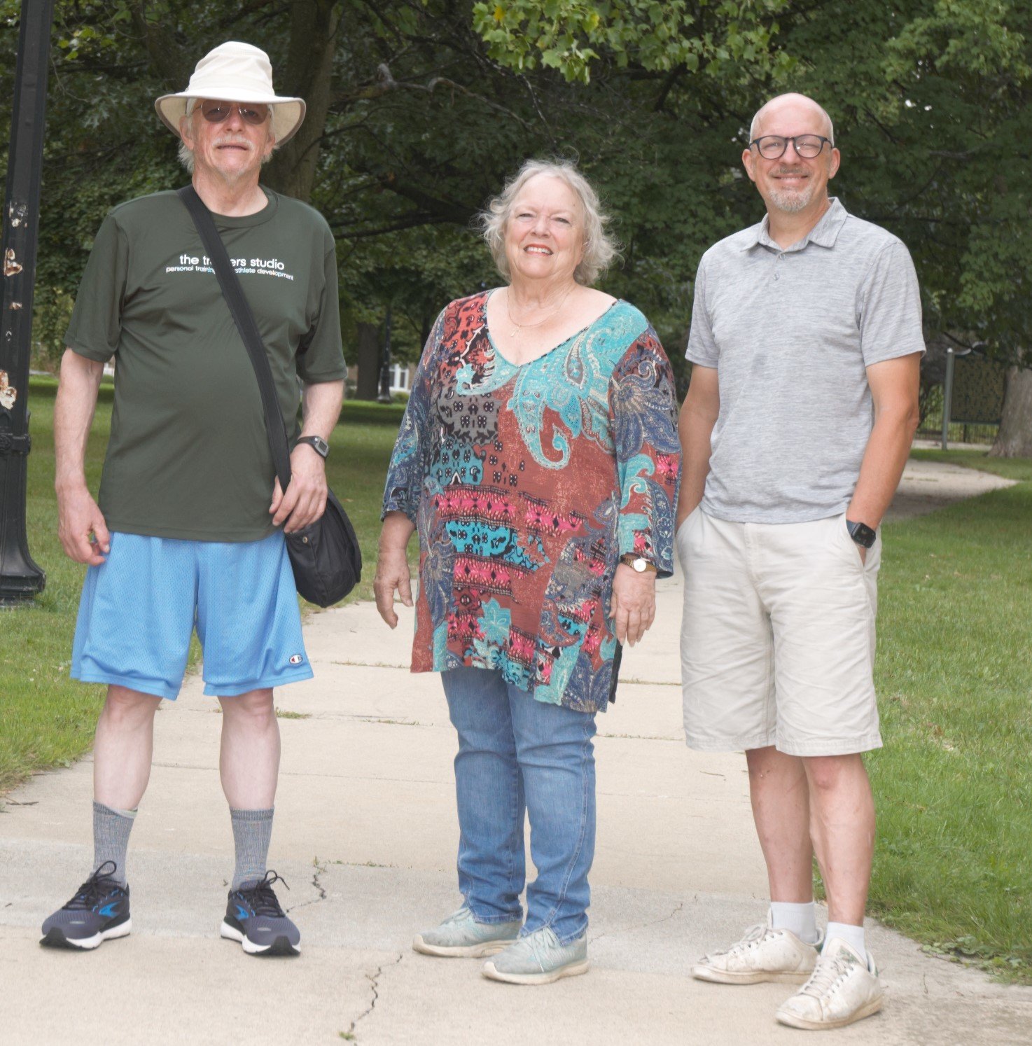 Diane Sanborn and Friends of Durant Park board members Paul Pratt (left) and David Palme hope to raise $10,000 this month to build a permanent stage in the Lansing park.