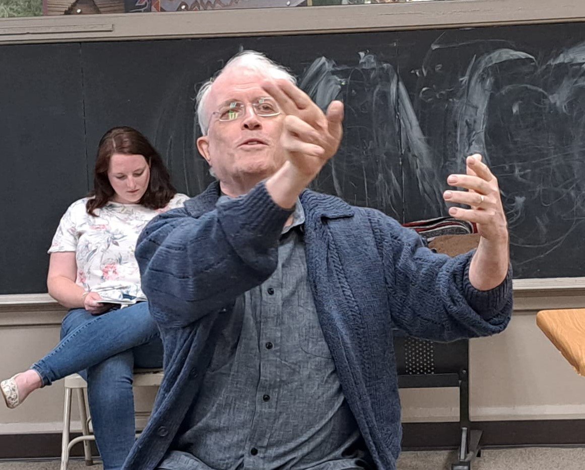 Doak Bloss (front) and Katie Clark rehearse a scene from 'Incognito', by Nick Payne.