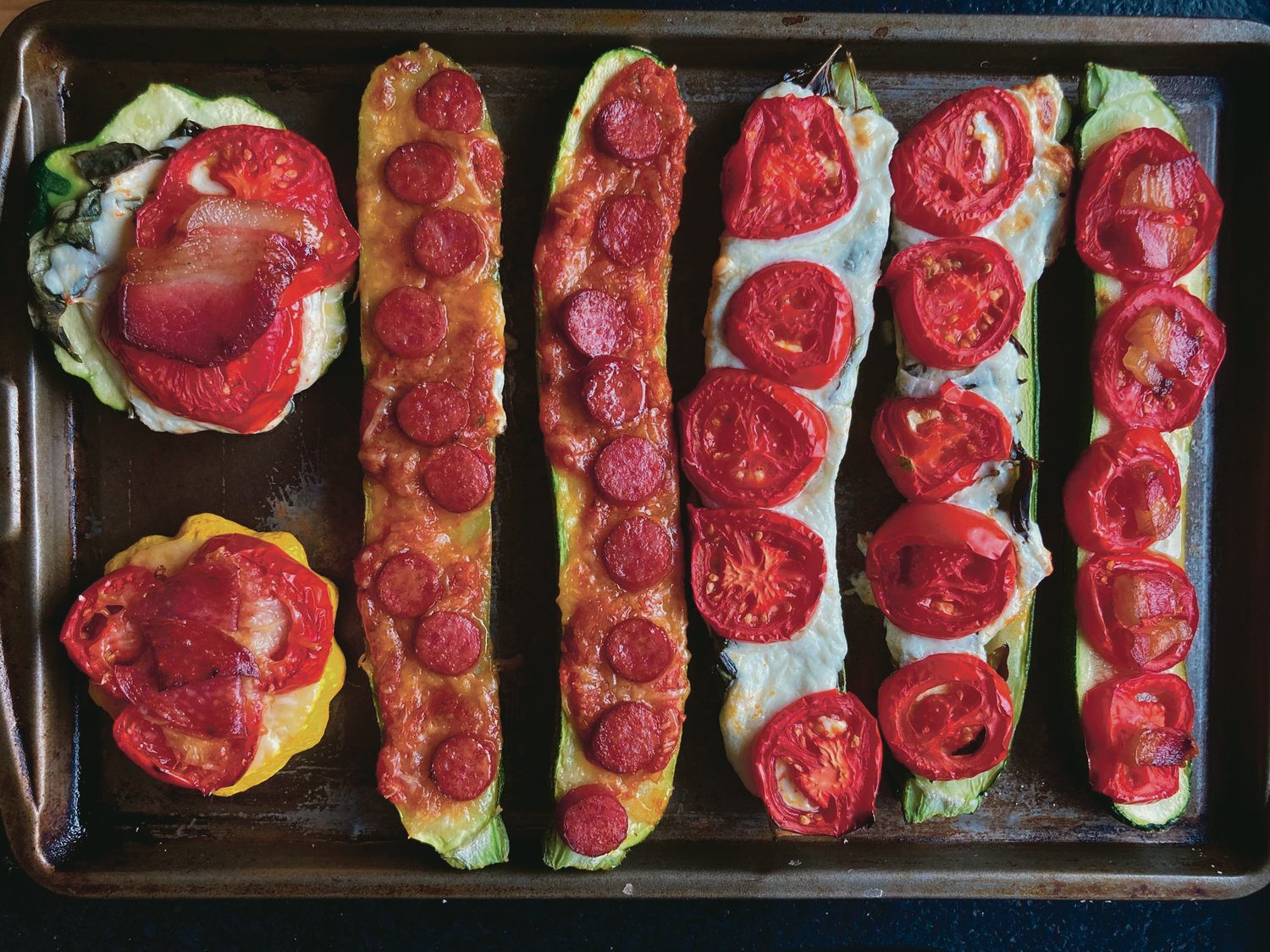 Ari LeVaux’s zucchini pizzas.