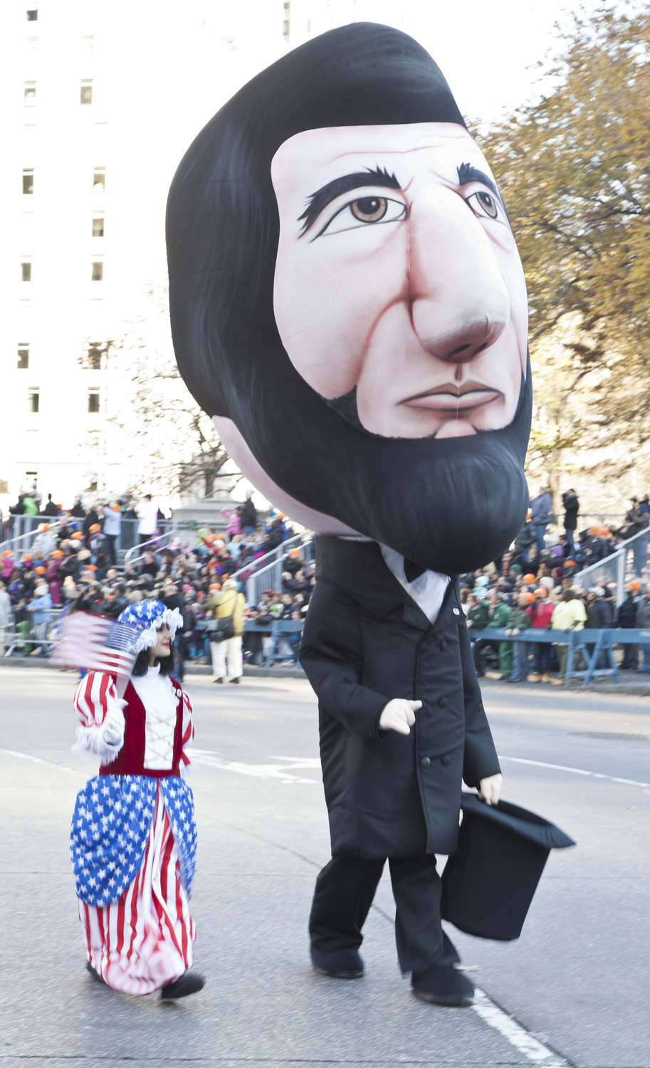 A balloon of Abraham Lincoln, who created the Thanksgiving Day holiday in 1863, was flown at the 86th Annual Macy’s Thanksgiving Day Parade on Nov. 22, 2012, in New York City.