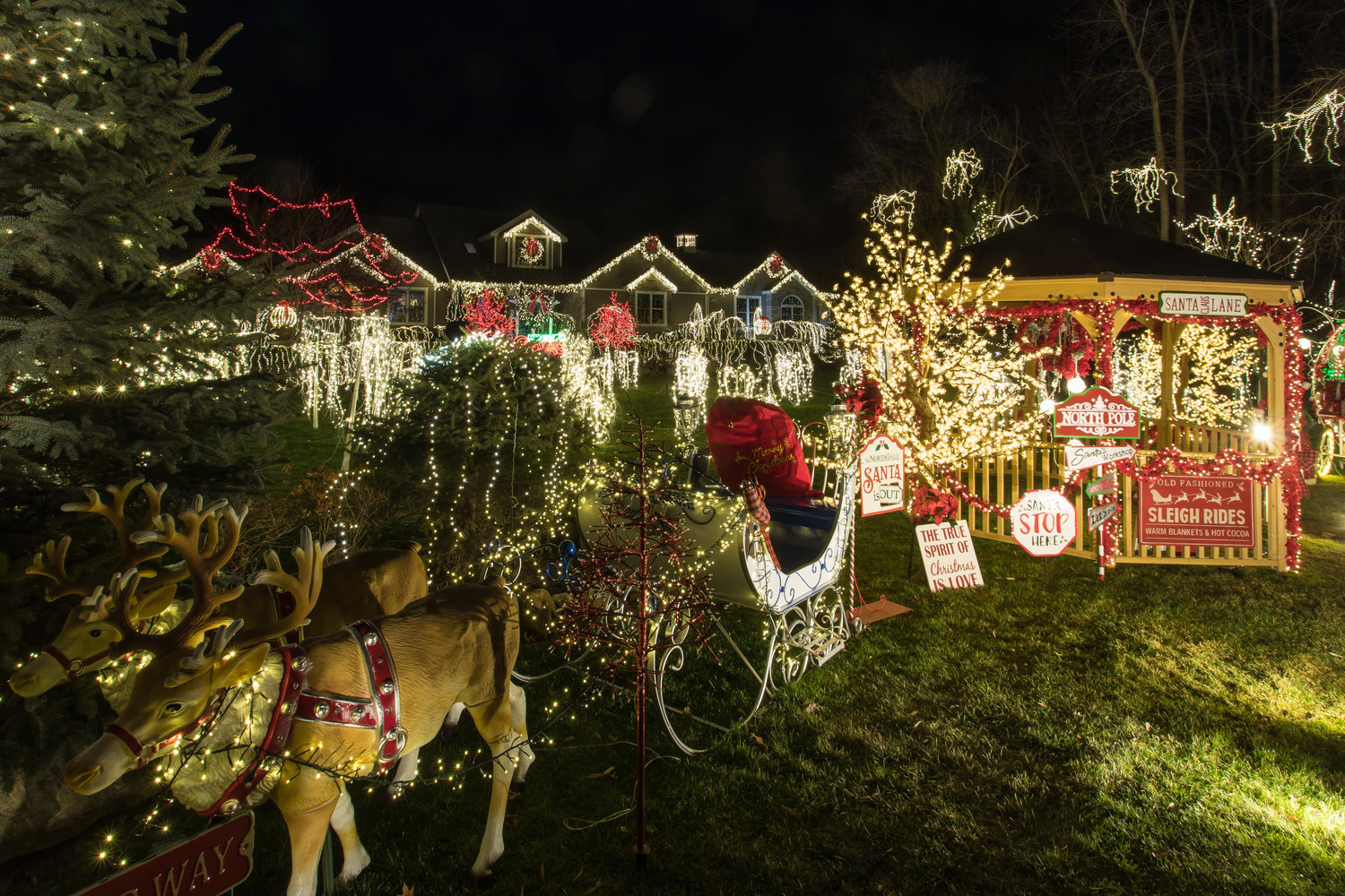 Visible from space?  Cheryl Underwood smiles as she admits her epic Christmas display is “a little over the top”.  It includes more than 150,000 lights and draws hundreds of visitors to Williamstown Township.