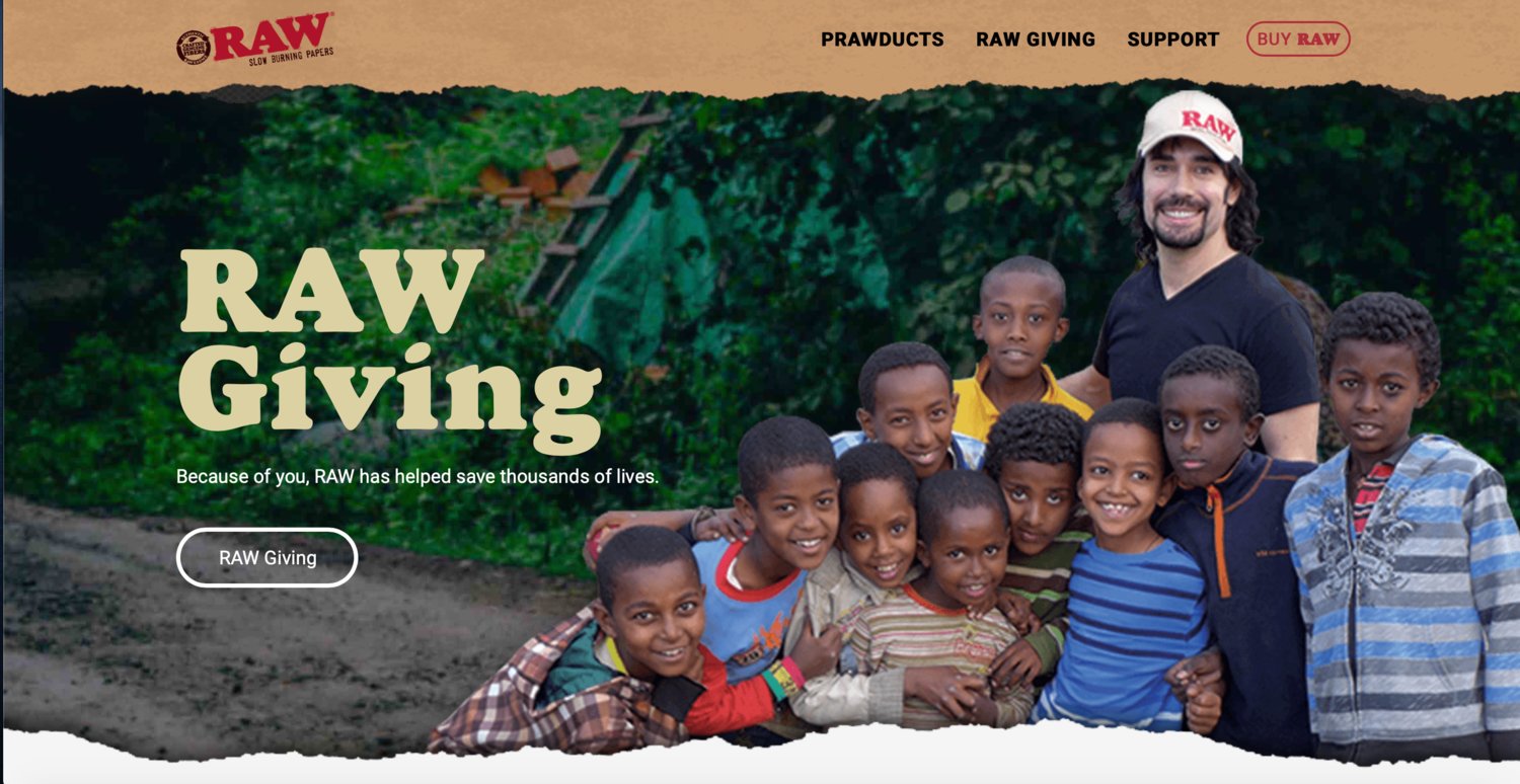 The Raw Giving website is under construction after a federal court found RAW rolling papers’ philanthropy division, the Raw Foundation, does not exist, but the homepage of RAW’s main website still advertises the charity.